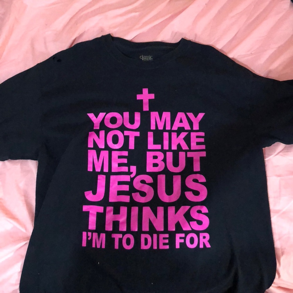 Large Black T-Shirt with Christian quote on front!